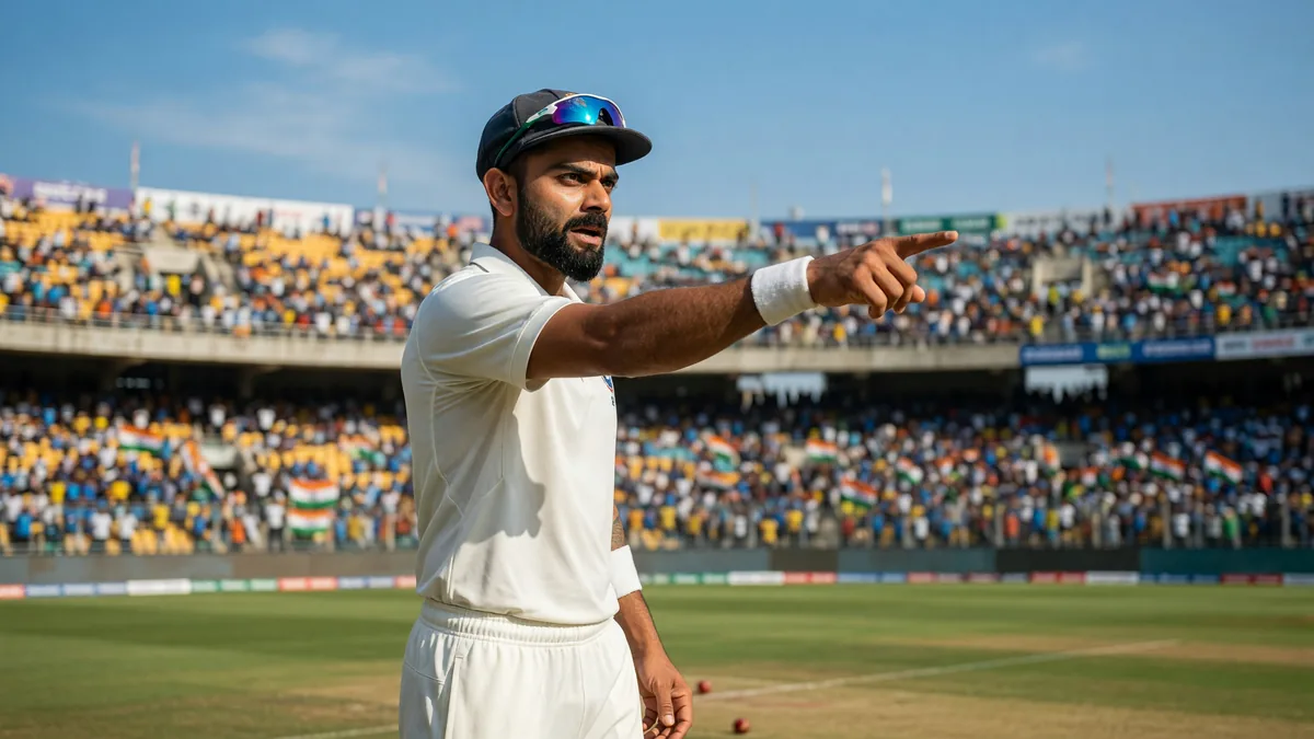 Cricket captain pointing to a field placement during a daytime match